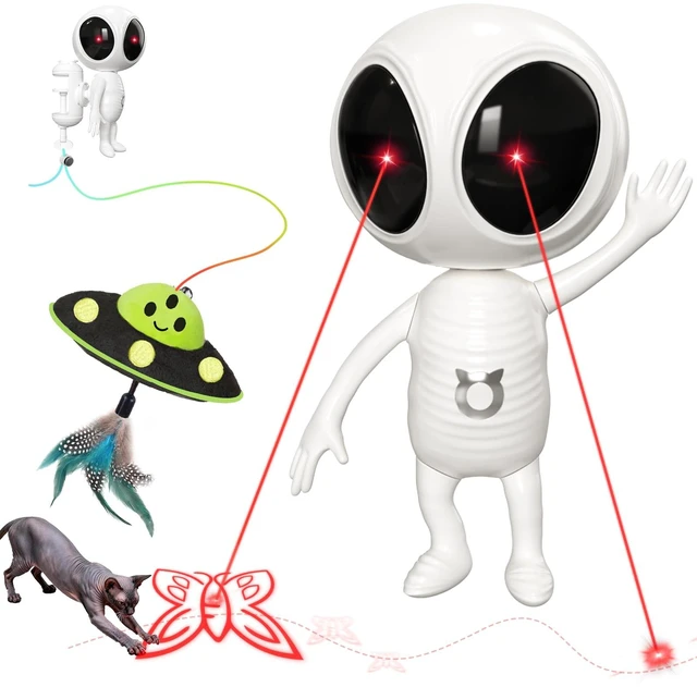 Main image of Laser Cat Toys for Indoor Cats, 2 in 1 Interactive Automatic Dual Laser & Catnip UFO Dangler for Kitten Toys, Truly Random Trajectory Radar Motion-Activated, Rechargeable 4 Modes, Clamp Design
