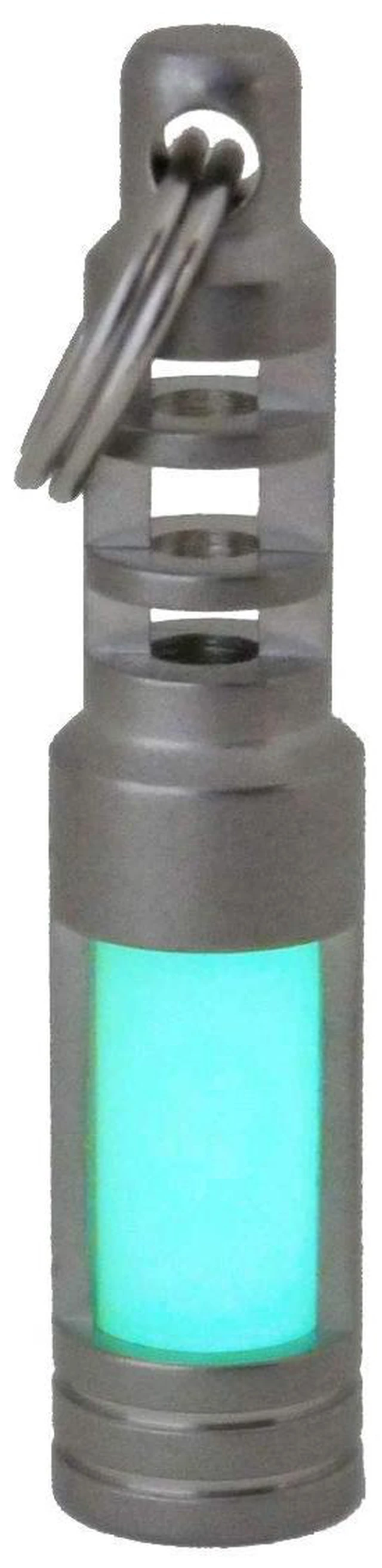 Main image of Isotope Chain Reaction Fob - Hybrid Embrite Glow Fob Pellet (Aqua) and Stainless Steel Housing for 3x11mm Tritium Vial - EDC Tritium Keychain Accessory - Cool Keychains Accessories