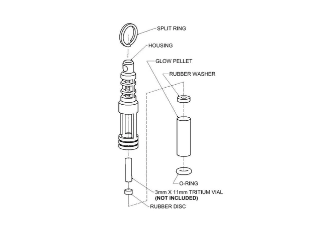 Alt view image 6 of 7 - Isotope Chain Reaction Fob - Hybrid Embrite Glow Fob Pellet (Aqua) and Stainless Steel Housing for 3x11mm Tritium Vial - EDC Tritium Keychain Accessory - Cool Keychains Accessories