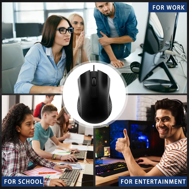 Alt view image 5 of 6 - 20 Pcs Wired USB Computer Mouse Bulk, 3-Button Corded for PC | Plug and Play USB, Textured Grip, Perfect for Office School Home Bulk Supply, Works with Laptop Desktop Computer