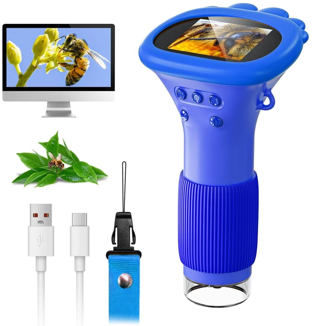 Main image of Microscope for Kids, 2" IPS Screen 1000X Handheld Digital Microscopes HD Pocket Portable Mini USB Microscope Camera, PC Compatible, Science Edu Fun Birthday Gifts Toys for Children Students
