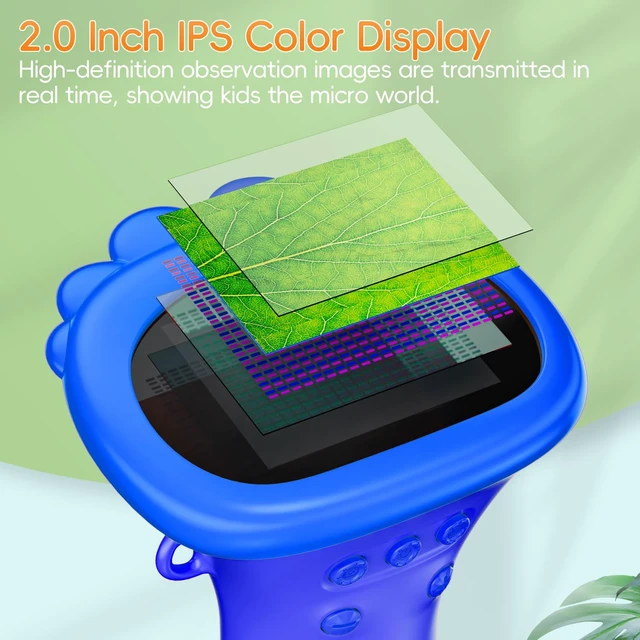 Alt view image 2 of 7 - Microscope for Kids, 2" IPS Screen 1000X Handheld Digital Microscopes HD Pocket Portable Mini USB Microscope Camera, PC Compatible, Science Edu Fun Birthday Gifts Toys for Children Students