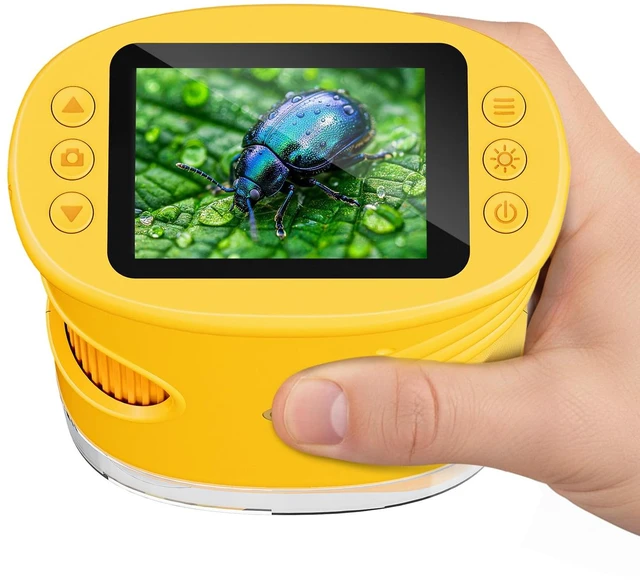 Main image of Kids Microscope 2.0" Screen 1000X Digital Microscope for Kids, Mini Pocket Handheld Microscopes for Children Birthday Festival Gift, Science Education Fun Toys for Boys Girls Ages 4-12 (Yellow)