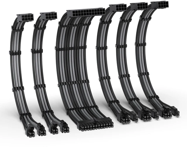 Main image of 16AWG PSU Extension Kit, 300MM, 24-Pin/2xEPS/3xPCIe, Black Grey | 6-Cable PSU Kit, 3x PCIe GPU Cables, 2x EPS CPU Cables, 16AWG Copper Wire, Cable Combs Included, Custom PC Builds