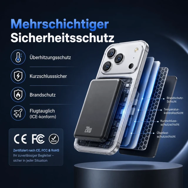 Alt view image 7 of 7 - for Magsafe Power Bank iPhone, Compact 10000mAh Magnetic Portable Charger | 20W PD Fast Charge, USB-C Input & Output, 10N Ultra-Strong Magnetic Grip, LED Indicator, Travel & Daily Use for iPhone 12-17