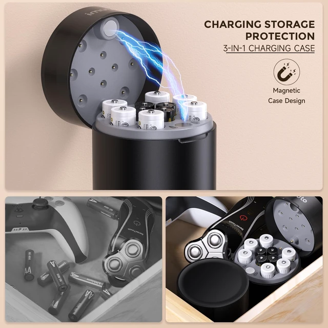 Alt view image 7 of 7 - AA & AAA Rechargeable Batteries with Charger, 6 AA + 4 AAA, Li-ion | 3600mWh AA & 1300mWh AAA, 1.5V constant output, 2500 recharge cycles, smart charger for AA/AAA Li-ion & NiMH batteries
