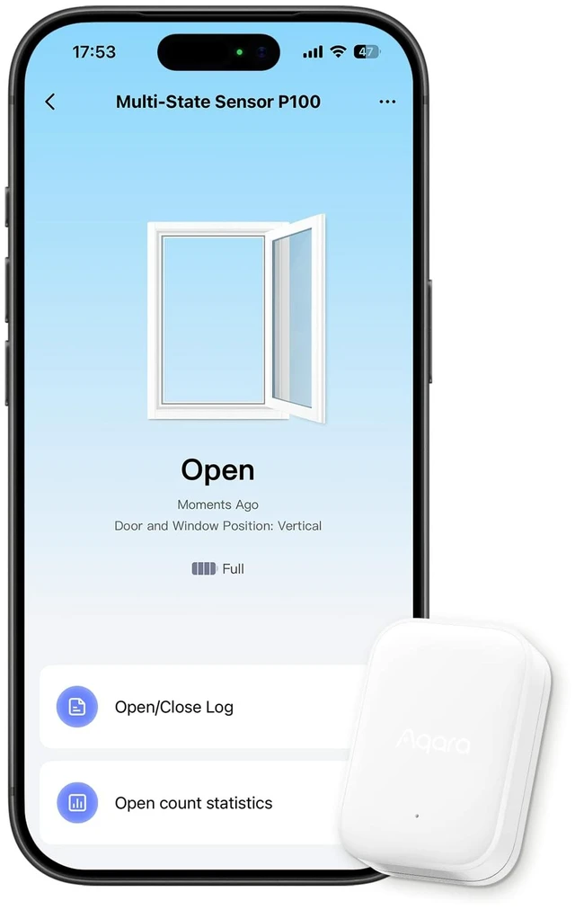 Main image of Multi-State Sensor P100, Door and Window & Vibration Sensor, White | Thread/Zigbee, Open/Close or Object Monitoring, 10-Level Sensitivity, Supports Apple Home, Home Assistant, Alexa