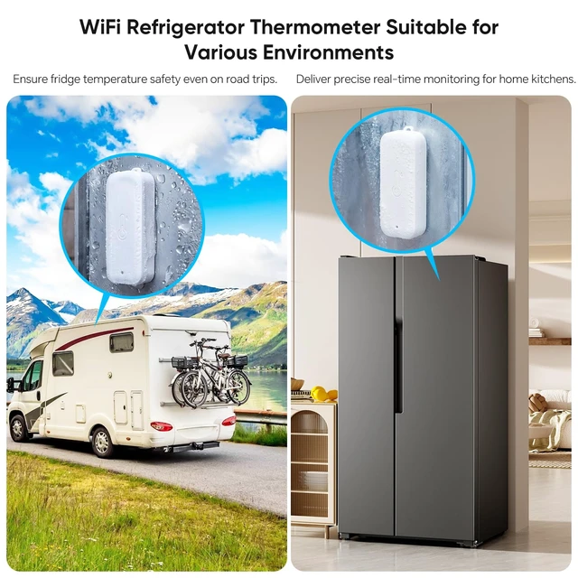 Alt view image 4 of 7 - WiFi Freezer Thermometer with App Alarm, 2 Wireless Sensors Fridge Monitor | Free App Notifications, Only Support 2.4GHz Wi-Fi, Ideal for freezers, fridges, or cold storage.