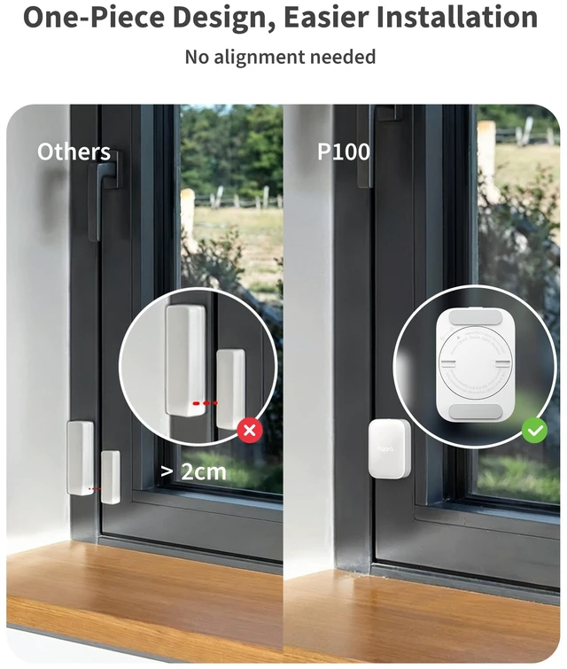 Alt view image 5 of 7 - Multi-State Sensor P100, Door and Window & Vibration Sensor, White | Thread/Zigbee, Open/Close or Object Monitoring, 10-Level Sensitivity, Supports Apple Home, Home Assistant, Alexa
