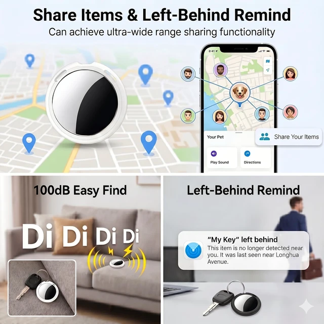 Alt view image 2 of 6 - Tags-4 Pack MFi Certified for Apple Find My iOS Only Air Key Finder | Compatible with Find My App 2 Year Replaceable Battery Waterproof Key Item Finders for Luggages Wallets Backpacks Bags Pets