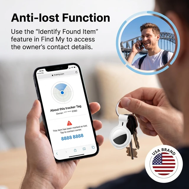 Alt view image 6 of 6 - Tags-4 Pack MFi Certified for Apple Find My iOS Only Air Key Finder | Compatible with Find My App 2 Year Replaceable Battery Waterproof Key Item Finders for Luggages Wallets Backpacks Bags Pets