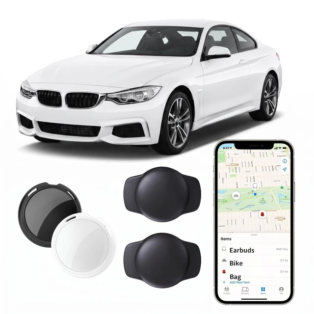 Main image of 2 Pack GPS Tracker for Vehicles Global Tracking No Subscription iOS Only | Tracker Devices for Car Hidden Locator Waterproof Works with Apple Find My Magnetic Case No Monthly Fee or SIM Card Required