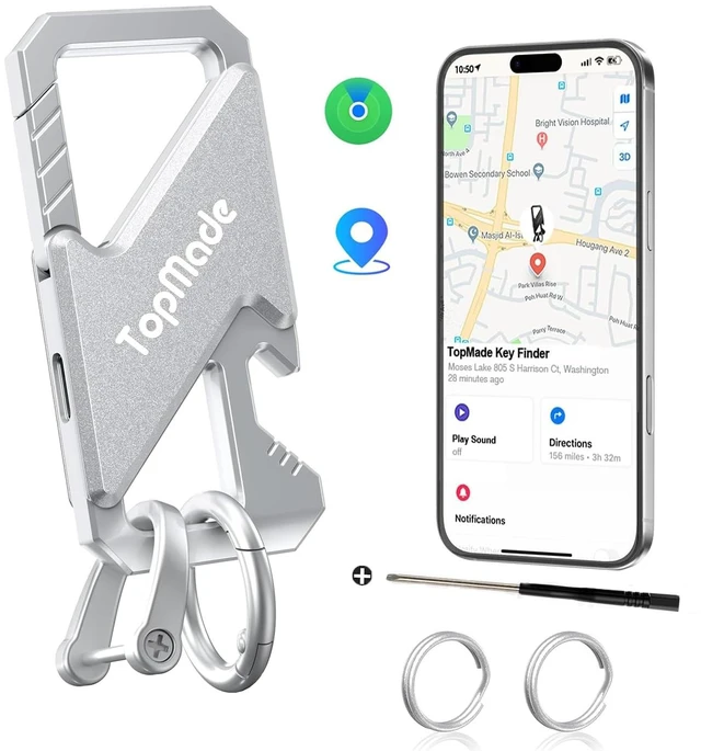 Main image of Keychain, Fob Key Chain Holder, Find My Keys Tracker Carabiner Car Keychain | Heavy Duty keychains for men, keychain Bottle Opener Bluetooth, Rechargeable Anti-Lost Keys Tracker Smart Keychain Finder