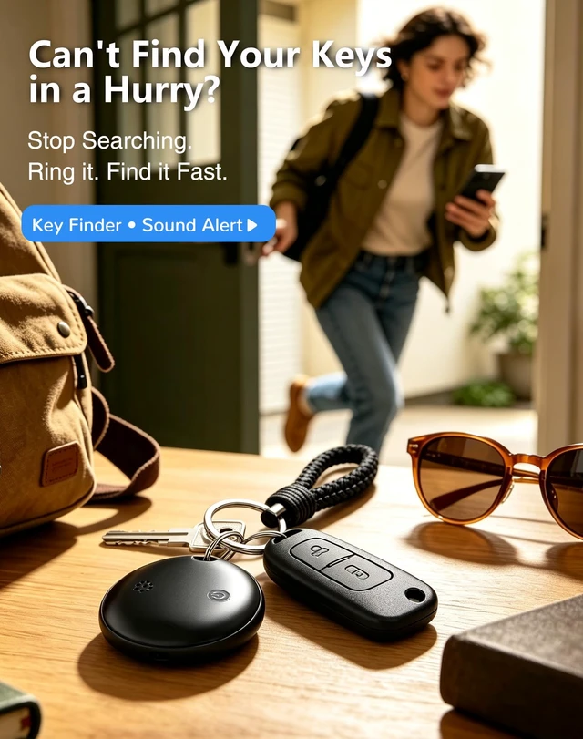 Alt view image 2 of 7 - Bluetooth Item Tracker, Works with iPhone & Android | Smart Item Tracker: Locate Keys, Wallets, Luggage, Bags & More. Ring to Locate, Last Known Location, Left-Behind Alerts.