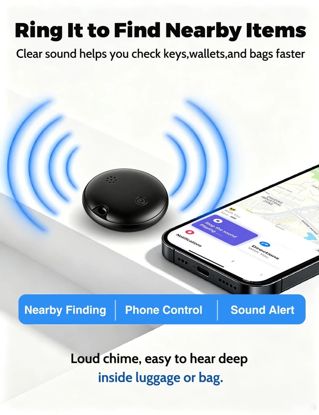 Alt view image 6 of 7 - Bluetooth Item Tracker, Works with iPhone & Android | Smart Item Tracker: Locate Keys, Wallets, Luggage, Bags & More. Ring to Locate, Last Known Location, Left-Behind Alerts.