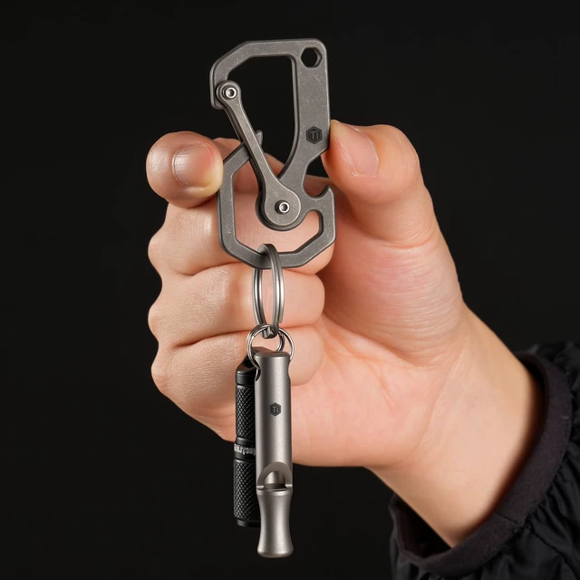 Alt view image 3 of 7 - Titanium Carabiner Keychain Multitool Tool | 3-In-1 EDC Key Holder, Lightweight Carabiner for Keys, Outdoor And Daily Use