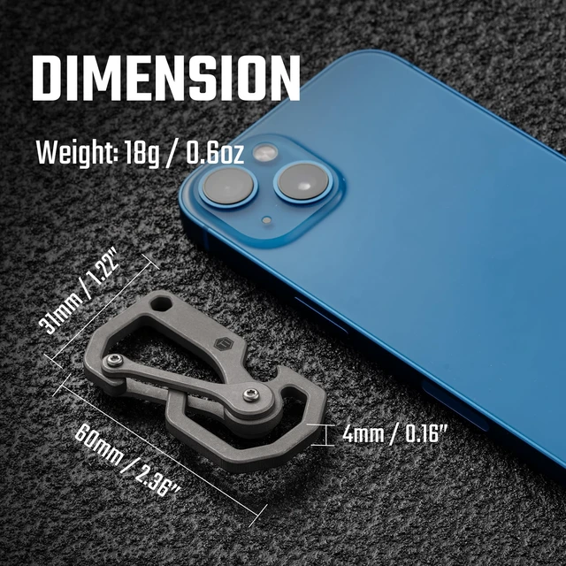 Alt view image 4 of 7 - Titanium Carabiner Keychain Multitool Tool | 3-In-1 EDC Key Holder, Lightweight Carabiner for Keys, Outdoor And Daily Use