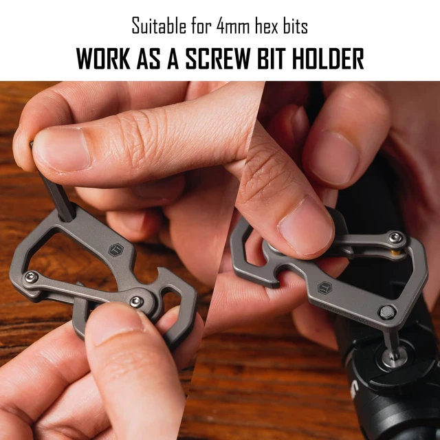 Alt view image 6 of 7 - Titanium Carabiner Keychain Multitool Tool | 3-In-1 EDC Key Holder, Lightweight Carabiner for Keys, Outdoor And Daily Use