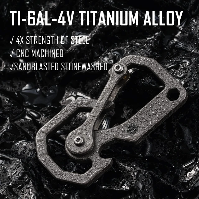 Alt view image 7 of 7 - Titanium Carabiner Keychain Multitool Tool | 3-In-1 EDC Key Holder, Lightweight Carabiner for Keys, Outdoor And Daily Use
