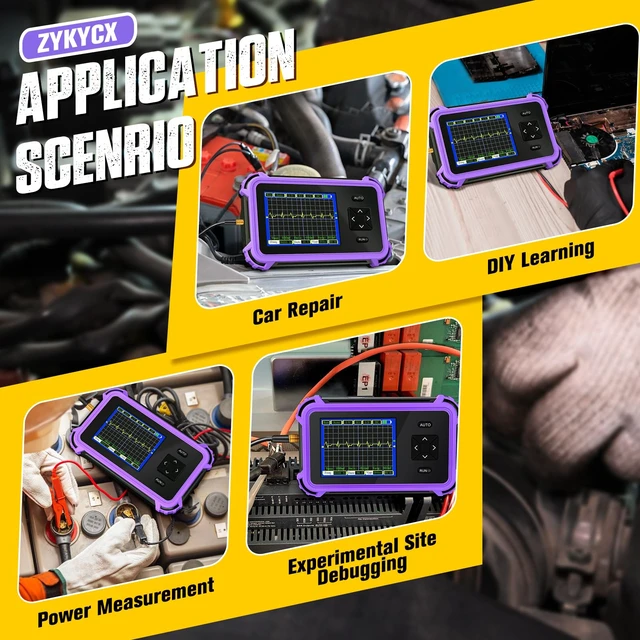 Alt view image 6 of 7 - Handheld Portable Oscilloscope, 2.8" TFT Digital Oscilloscope, 1MHz Bandwidth, 8.33MSa/s Sampling Rate, Auto/Normal/Single Trigger Modes, Ideal for Home & Automotive Use
