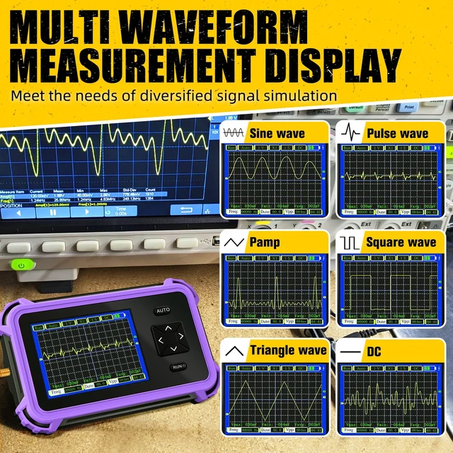 Alt view image 3 of 7 - Handheld Portable Oscilloscope, 2.8" TFT Digital Oscilloscope, 1MHz Bandwidth, 8.33MSa/s Sampling Rate, Auto/Normal/Single Trigger Modes, Ideal for Home & Automotive Use