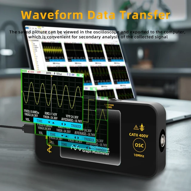 Alt view image 5 of 6 - BSIDE Handheld Oscilloscope 3.2'' TFT Display Portable Digital Oscilloscope 10MHz Bandwidth Automotive Oscilloscope 48MSa/s Sampling Rate Trigger Function Auto/Nomal/Single