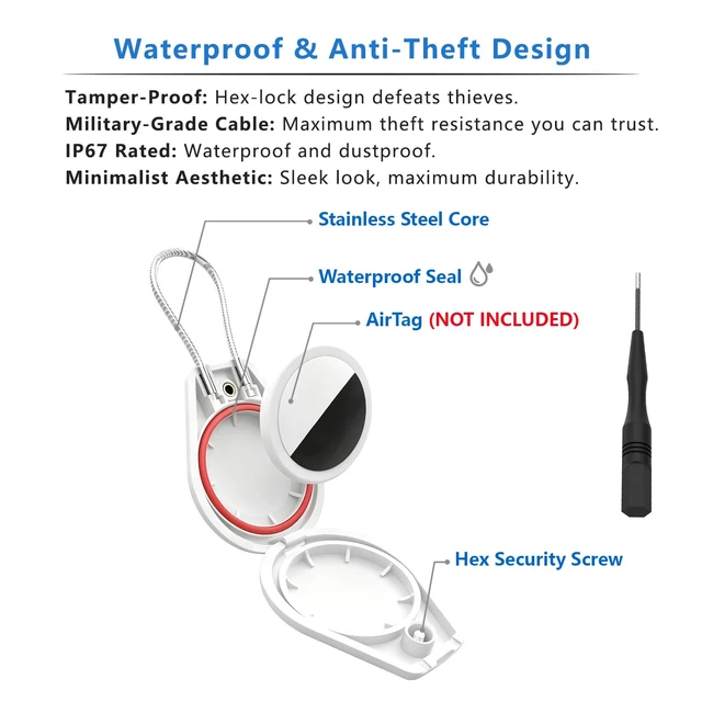 Alt view image 3 of 6 - 4-Pack Waterproof Holder Compatible with AirTag, Cloud QR Recovery | Privacy Cloud Control, Modifiable Info, QR Scan Location Alerts, Secure Lost & Found System, Anti-Theft & Anti-Lost