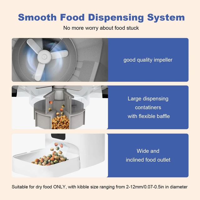 Alt view image 4 of 7 - Automatic Cat Feeder, 4L Cat Food Dispenser with 10s Voice Recorder, Pet Feeder up to 8 Meals per Day, Timed Dog Feeder with Dry Food Sealed Ring