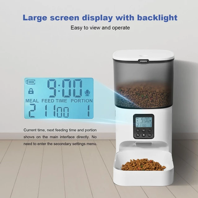 Alt view image 7 of 7 - Automatic Cat Feeder, 4L Cat Food Dispenser with 10s Voice Recorder, Pet Feeder up to 8 Meals per Day, Timed Dog Feeder with Dry Food Sealed Ring
