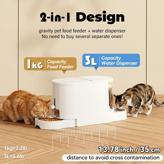 Alt view image 2 of 7 - Automatic Cat Feeder 2-in-1 Set with Stainless Steel Bowls | Dog Feeding & Watering Supply with Stailess Steel Bowls Large Capacity Low Noise
