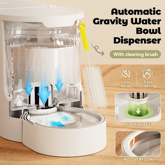 Alt view image 3 of 7 - Automatic Cat Feeder 2-in-1 Set with Stainless Steel Bowls | Dog Feeding & Watering Supply with Stailess Steel Bowls Large Capacity Low Noise