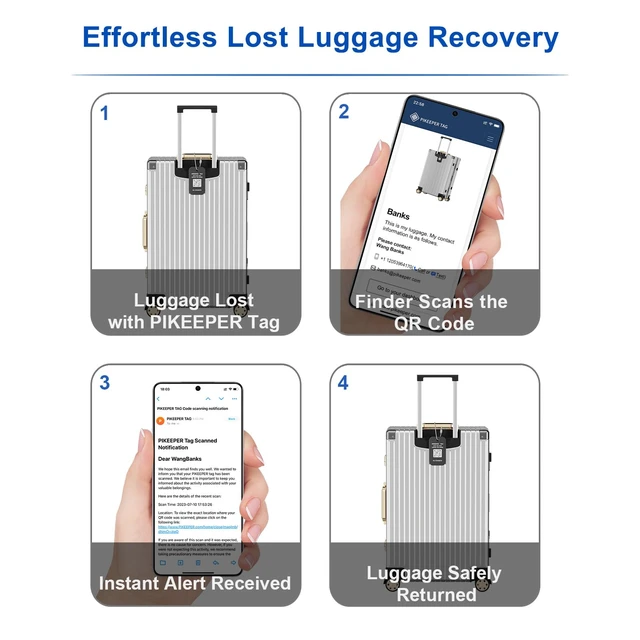 Alt view image 5 of 6 - 4-Pack Smart QR Code Luggage Tags, Lost & Found Location ID Labels | Privacy Cloud Control | Dynamic Contact Info | Instant Scan Alerts | Lost & Found System | Premium Aluminum