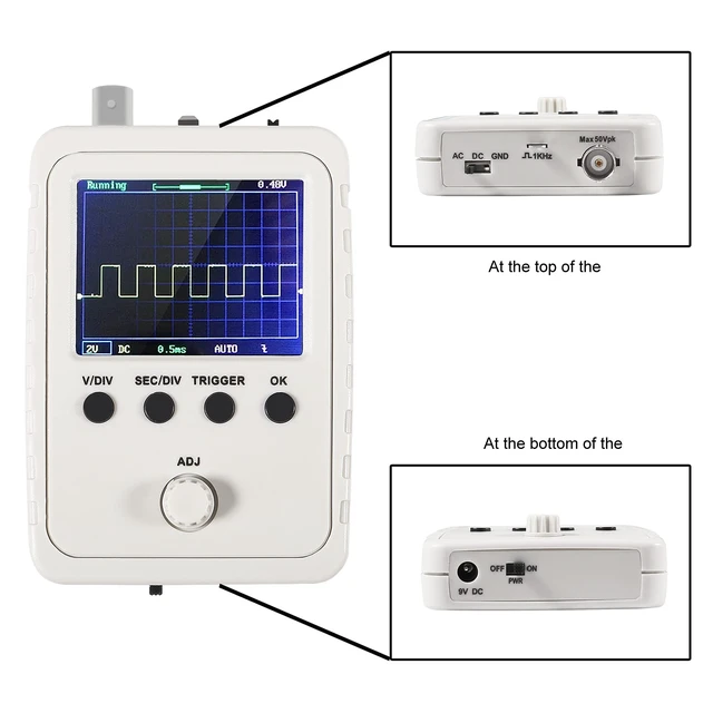 Alt view image 4 of 6 - DSO 150 Digital Oscilloscope Kit with Protection Box Color 2.4" TFT LCD Full Assembled with Allicator Chip Cable Probe and Case Cover, Sensitivity for Oscilloscope DIY Kit