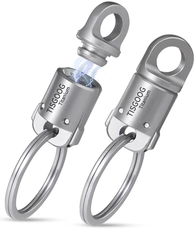 Main image of Titanium Quick Release Keychain, Magnetic Detachable Key Holder, Pull Apart Chain Rings, Safely Lock System, Gift for Men
