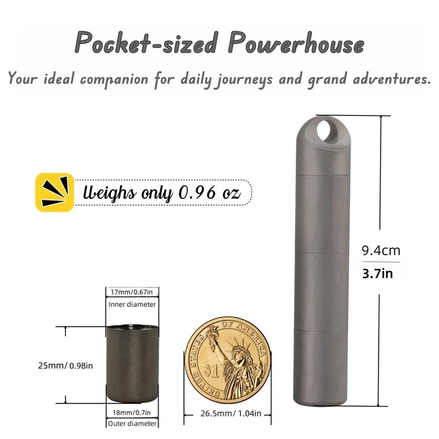 Alt view image 3 of 7 - Titanium Keychain Pill Holder - Waterproof 3-Compartment, Gray | Premium pure titanium with a matching keychain. 3 detachable layers for travel. Odorless, rustproof EDC pill organizer