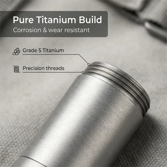 Alt view image 5 of 7 - Titanium Keychain Pill Holder - Waterproof 3-Compartment, Gray | Premium pure titanium with a matching keychain. 3 detachable layers for travel. Odorless, rustproof EDC pill organizer