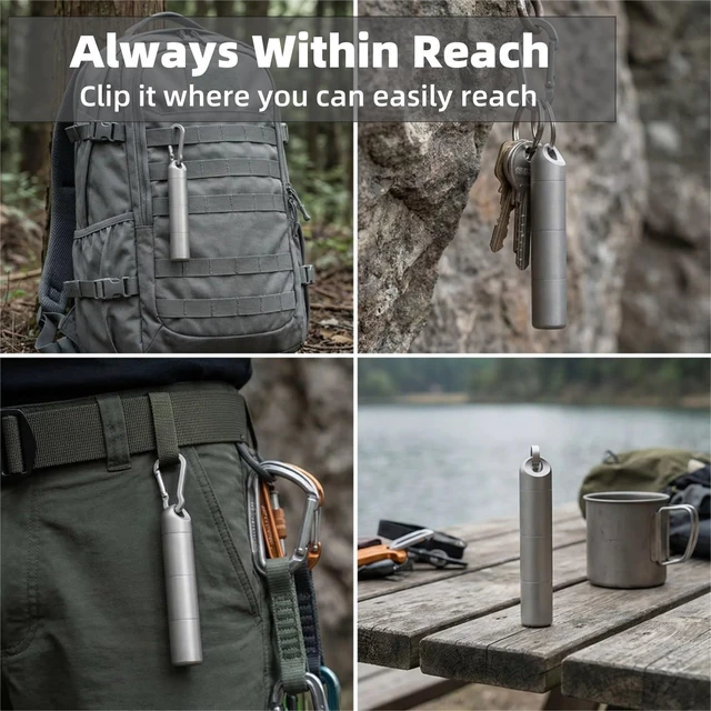 Alt view image 6 of 7 - Titanium Keychain Pill Holder - Waterproof 3-Compartment, Gray | Premium pure titanium with a matching keychain. 3 detachable layers for travel. Odorless, rustproof EDC pill organizer