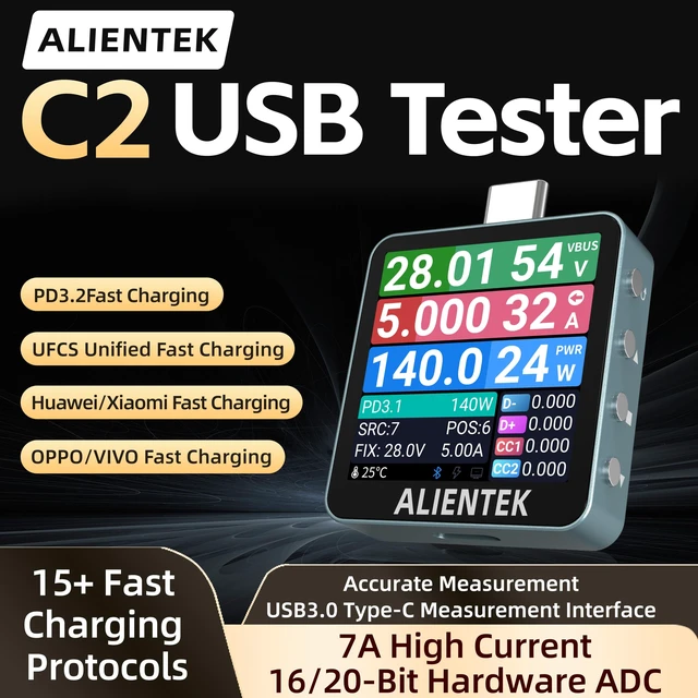 Alt view image 2 of 7 - USB Tester C2 Lite Digital Voltmeter Charging Power Detector PD3.2 Battery Tester Fast Charge Detection TriggerC2 Lite