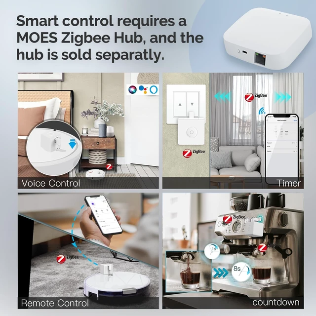 Alt view image 5 of 6 - Zigbee Fingerbot Plus, Smart Button Pusher, Needs MOES Zigbee Hub | Built-In Touch Button for One-Tap Arm Control No Wiring Needed, Compatible with Home Assistant / Zigbee2MQTT