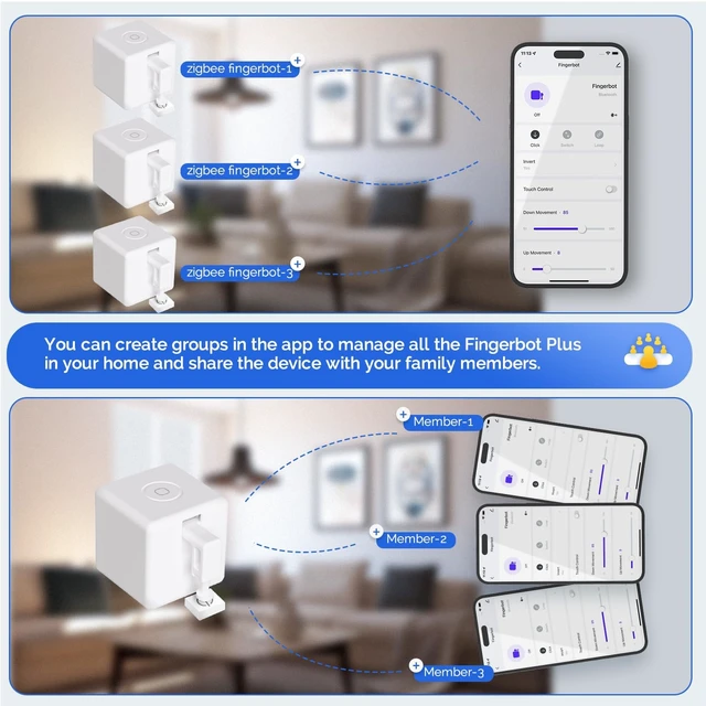 Alt view image 6 of 6 - Zigbee Fingerbot Plus, Smart Button Pusher, Needs MOES Zigbee Hub | Built-In Touch Button for One-Tap Arm Control No Wiring Needed, Compatible with Home Assistant / Zigbee2MQTT