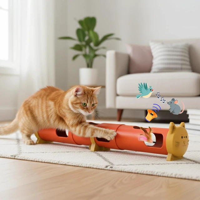 Main image of Electric Feather Teaser Tube Cat Toy, Interactive Automatic Cat Toy | Smart Random Feather Play, Long Battery Life, Pet-Safe Materials, Indoor, Large