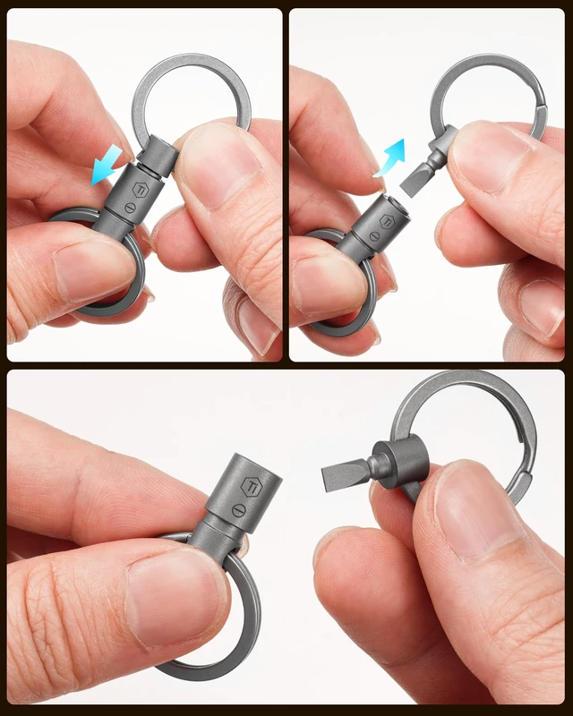 Alt view image 3 of 7 - KA49 Titanium Quick Release Keychain with BuiltIn Flathead Screwdriver Lightweight EDC Key Connector