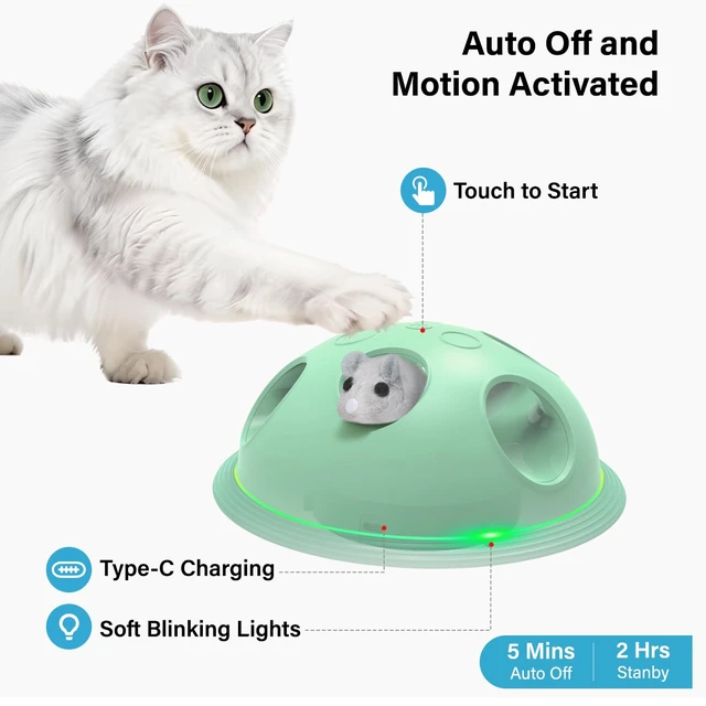 Alt view image 4 of 6 - Cat Toys for Bored Indoor Cats Interactive String and Mouse | Hide and Seek,Cat Puzzle Toy,Automatic String,Running Plush Mouse,Cat Gifts