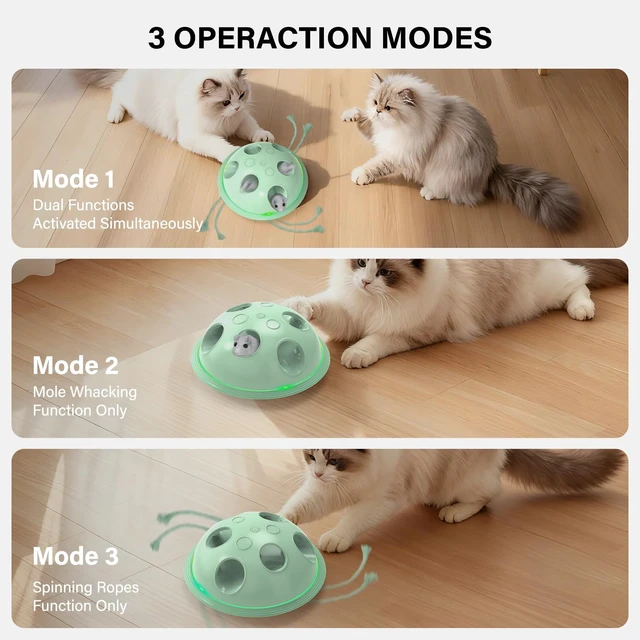 Alt view image 3 of 6 - Cat Toys for Bored Indoor Cats Interactive String and Mouse | Hide and Seek,Cat Puzzle Toy,Automatic String,Running Plush Mouse,Cat Gifts