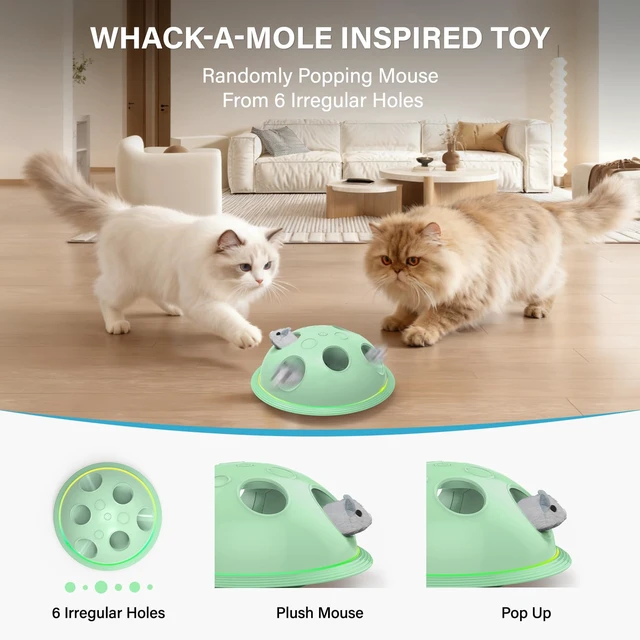 Alt view image 5 of 6 - Cat Toys for Bored Indoor Cats Interactive String and Mouse | Hide and Seek,Cat Puzzle Toy,Automatic String,Running Plush Mouse,Cat Gifts