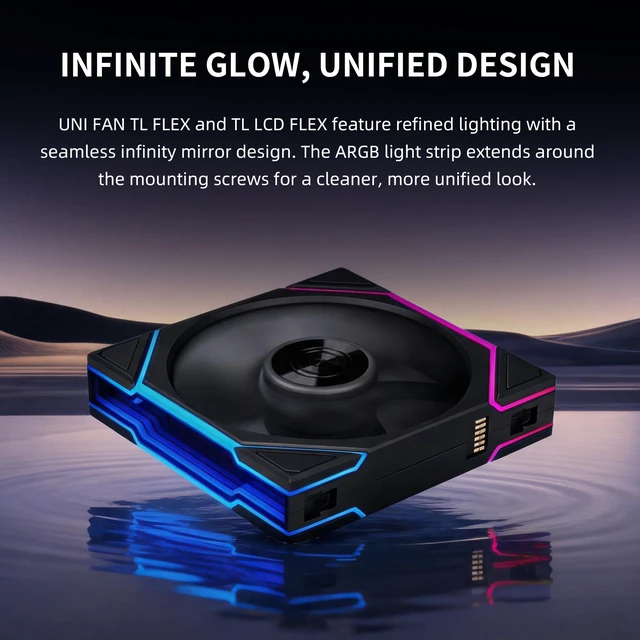 Alt view image 5 of 7 - UNI Fan TL Flex 120 ARGB Case Fan, (NOT Reverse) Black | Controller Not Included. 120mm ARGB PWM case fan with infinity mirror lighting, FLEX receiver, high airflow (12TL1F1B)