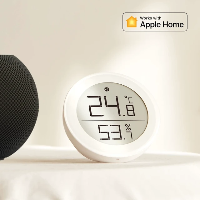 Alt view image 2 of 7 - Thermometer Hygrometer Sensor Works with HomeKit (Only Works with iOS), Wireless Indoor Temperature and Humidity Monitor with E Ink Display for Home, via Thread or Bluetooth