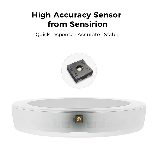 Alt view image 4 of 7 - Thermometer Hygrometer Sensor Works with HomeKit (Only Works with iOS), Wireless Indoor Temperature and Humidity Monitor with E Ink Display for Home, via Thread or Bluetooth