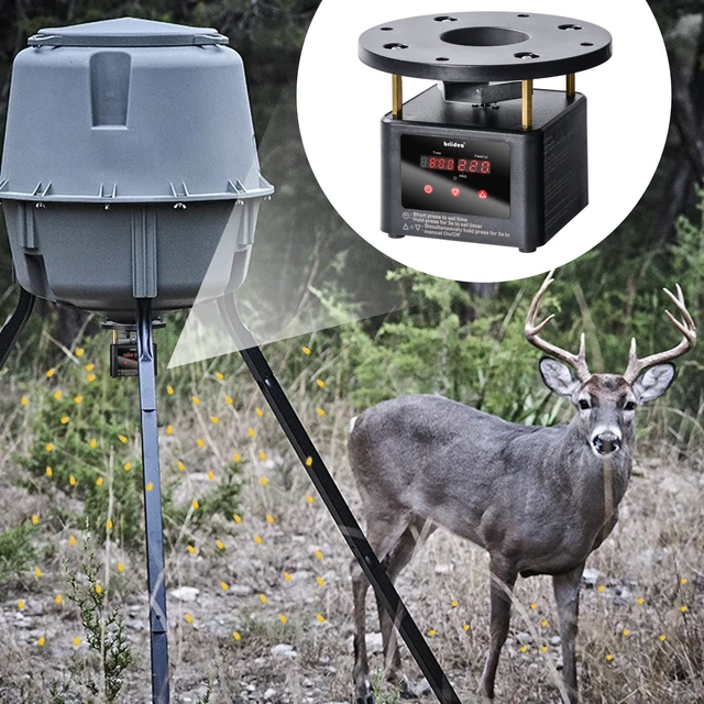 Alt view image 6 of 7 - Deer Feeder Timer, All-in-One Deer Feeder Motor and Timer Kit with Programable Digital Timer, Metal Spin Plate, Adjustable Mount, Black