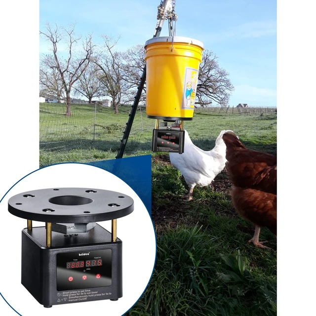 Alt view image 7 of 7 - Automatic Chicken Feeder Timer, Poultry Feeder Motor and Timer Kit, Metal Spin Plate, Adjustable Mount, Ideal for Chickens, Ducks, Geese